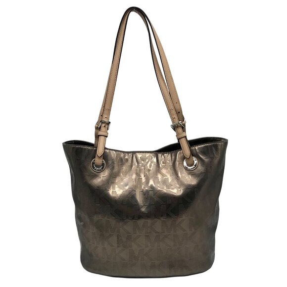 Michael Kors Bronze Metallic Patent Leather Jet Set East West Shoulder Bag - Picture 1 of 11